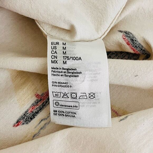 H&M Mens Button Down Shirt Medium 100% Cotton Sailboat Novelty Print Preppy - Picture 5 of 9